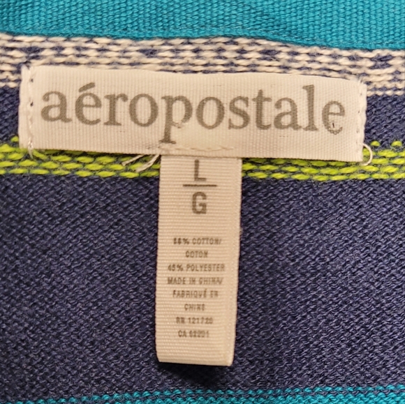 Aeropostale Striped Deep V-neck Cardigan Sweater Women's Size Large - Picture 7 of 14